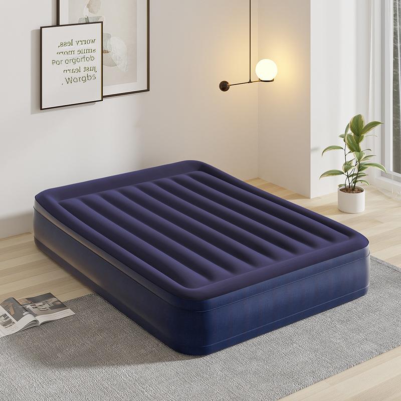 Cross-border in stock inflatable mattress pvc outdoor air cushion bed sheet double thickened flocking mattress household inflatable mattress