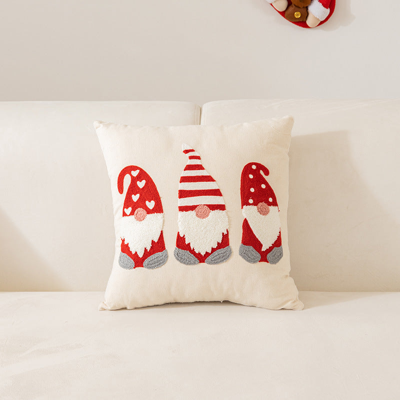 Christmas Towel Embroidery Pillow Cover Holiday Home Decoration