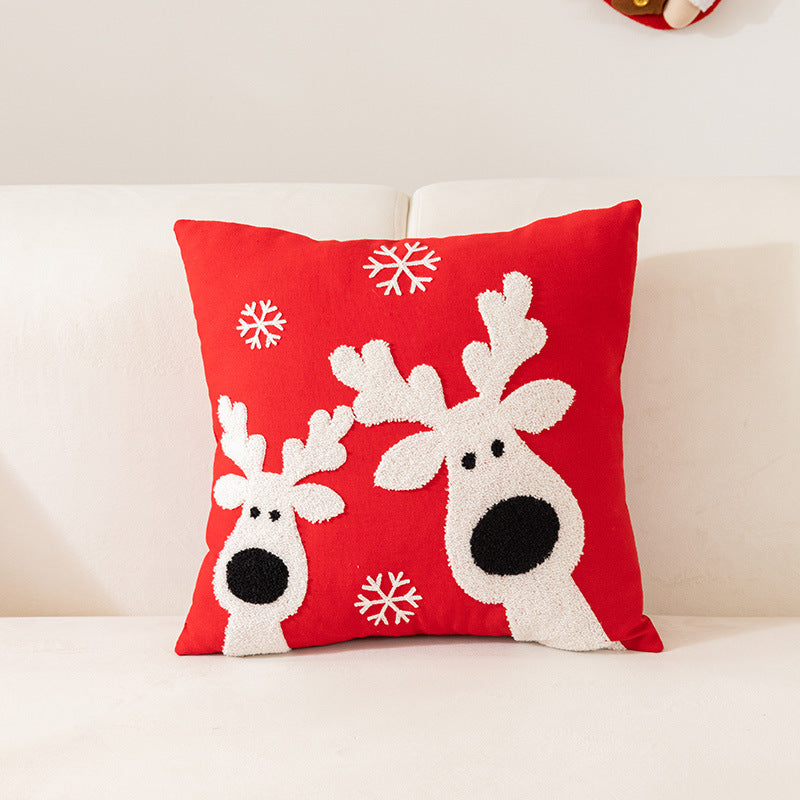 Christmas Towel Embroidery Pillow Cover Holiday Home Decoration