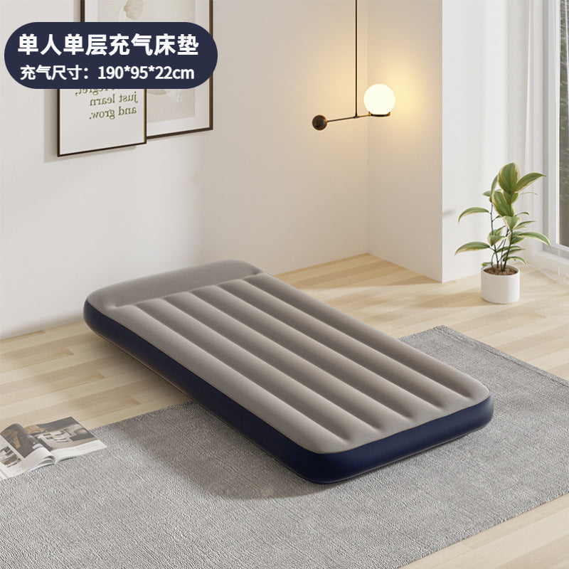 Cross-border in stock inflatable mattress pvc outdoor air cushion bed sheet double thickened flocking mattress household inflatable mattress