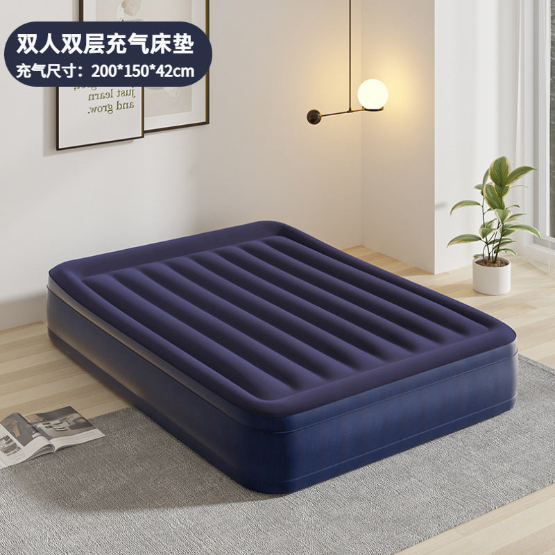 Cross-border in stock inflatable mattress pvc outdoor air cushion bed sheet double thickened flocking mattress household inflatable mattress