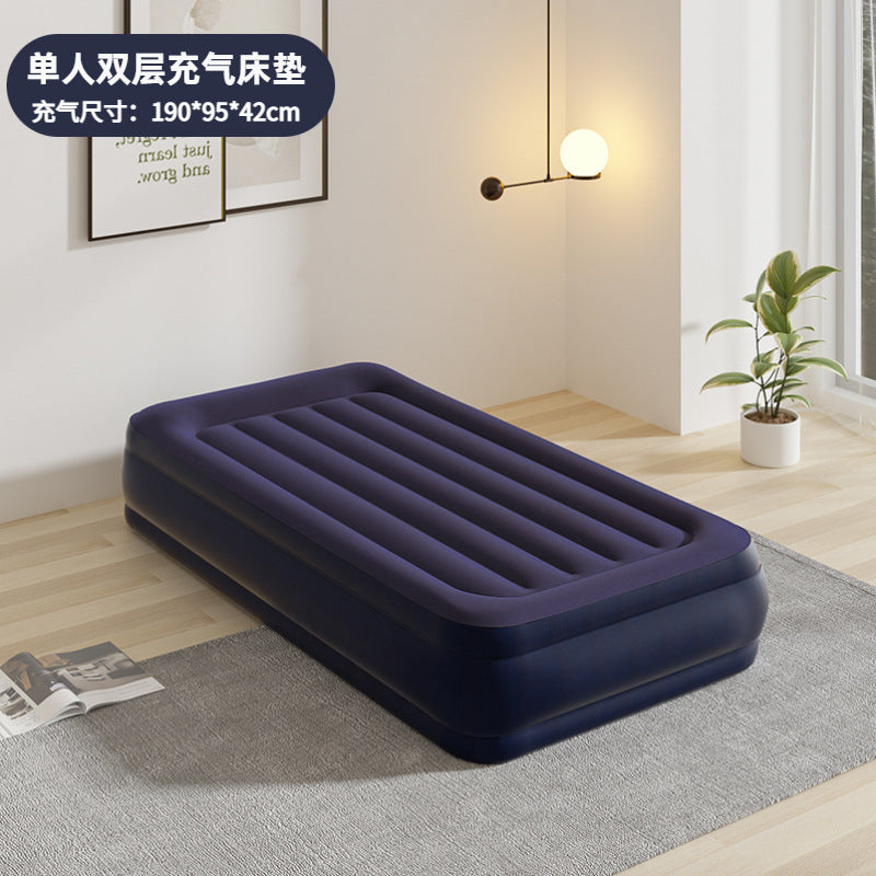 Cross-border in stock inflatable mattress pvc outdoor air cushion bed sheet double thickened flocking mattress household inflatable mattress