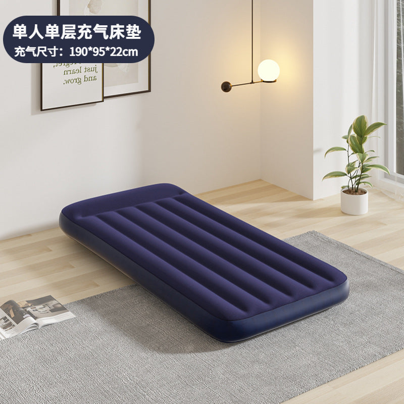 Cross-border in stock inflatable mattress pvc outdoor air cushion bed sheet double thickened flocking mattress household inflatable mattress