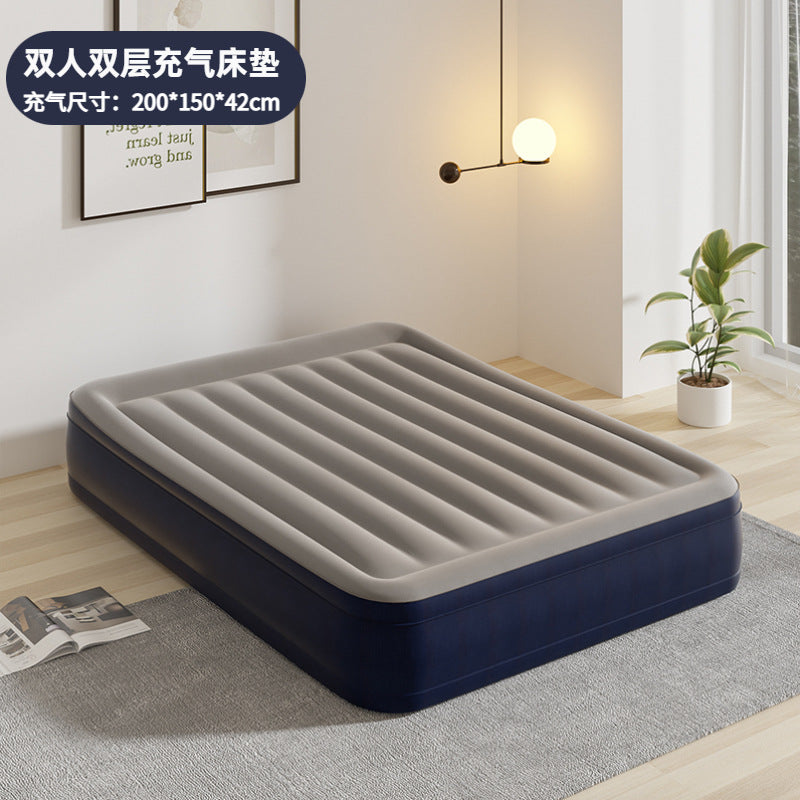 Cross-border in stock inflatable mattress pvc outdoor air cushion bed sheet double thickened flocking mattress household inflatable mattress