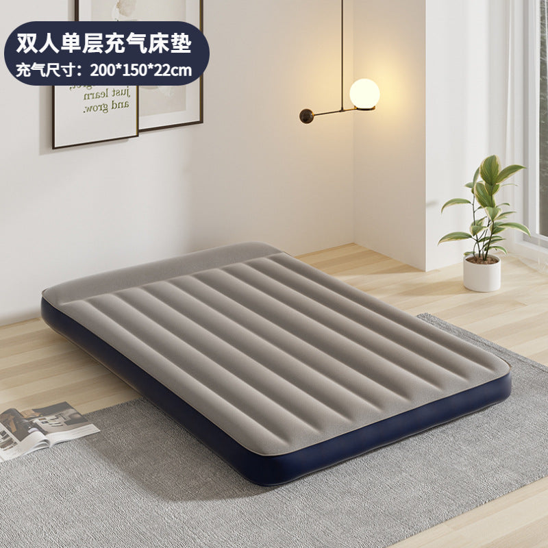 Cross-border in stock inflatable mattress pvc outdoor air cushion bed sheet double thickened flocking mattress household inflatable mattress