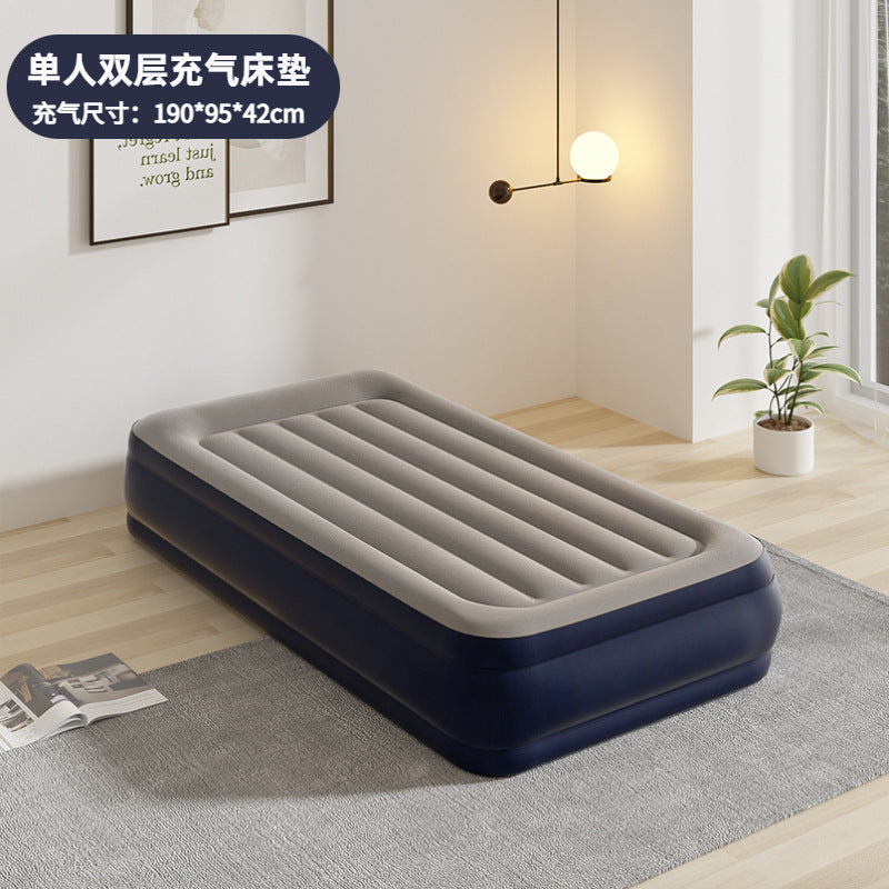 Cross-border in stock inflatable mattress pvc outdoor air cushion bed sheet double thickened flocking mattress household inflatable mattress