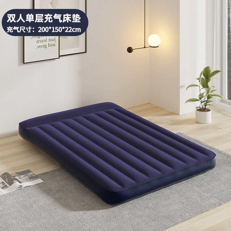 Cross-border in stock inflatable mattress pvc outdoor air cushion bed sheet double thickened flocking mattress household inflatable mattress