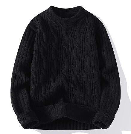 Autumn and winter thickened woven Korean style pullover half turtleneck sweater